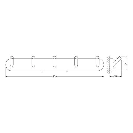 Планка с 5-ю крючками 32 cm  ARTWELLE Harmonie HAR 003 хром