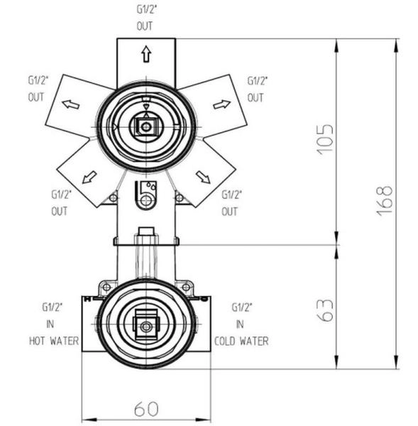 Cкрытая монтажная часть Bossini Oki Z00130000 смесителя для ванны, бронза