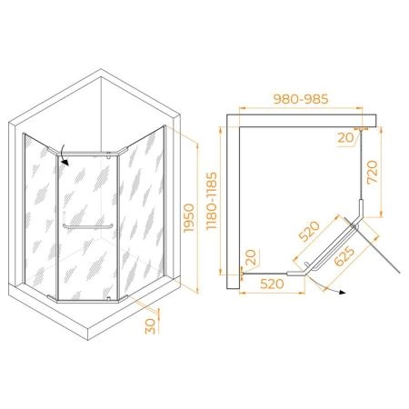 Душевой уголок RGW PA-091 Passage 120x100 Хром прозрачное