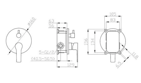 Смеситель для душа встроенный ESKO Singapore SB83-3 черный