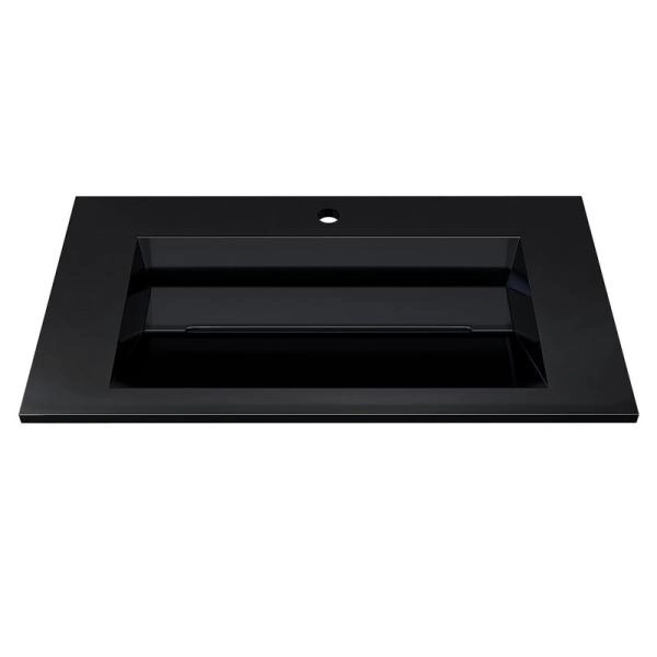 Раковина для ванной полувстраиваемая Uperwood Next Premium 80 см, прямоугольная, черный глянец