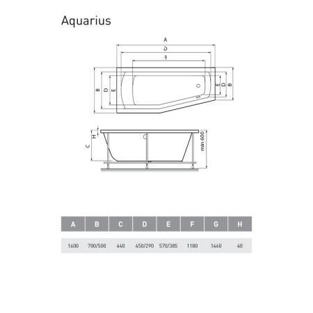 Ванна акриловая Relisan Aquarius L 170х70х50 Левая
