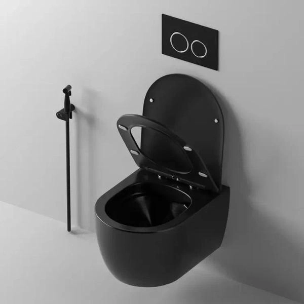 Унитаз Cerutti SPA OGLIO Aria MB подвесной безободковый черный матовый CT9239 (485х365х350)