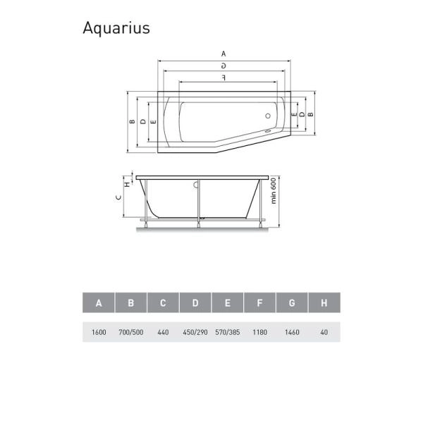 Ванна акриловая Relisan Aquarius L 170х70х50 Левая