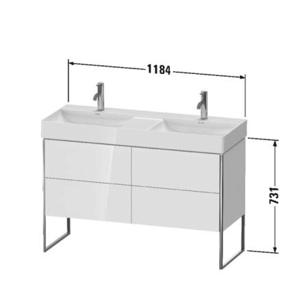 Duravit XSquare База напольная 118.4x46x73.1см с раковиной, 4 ящика, цвет: глянцевый белый