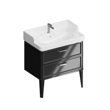 Тумба Kerama Marazzi POMPEI ПОМПЕИ PO.N.80.2\BLK напольная с 2 ящиками 80, черная глянцевая