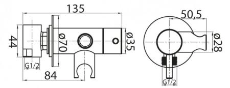 Смеситель CEZARES CZR-DA1-01 для душа, со штуцером с держателем хром