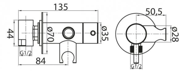 Смеситель CEZARES CZR-DA1-01 для душа, со штуцером с держателем хром