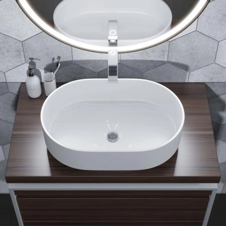 Раковина накладная Uperwood Aura 60 см, овальная, белая глянцевая