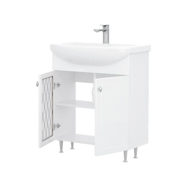 Тумба для ванной Volna Milena 70.2D белый глянец напольная (Балтика) раковина отдельно