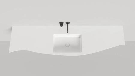 Раковина Salini ONDA PLUS S-Stone матовая 200x55 1402203MN столешница без отв.смесителя