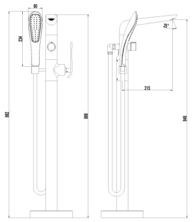 Смеситель напольный Lemark Melange LM4944CW для ванны