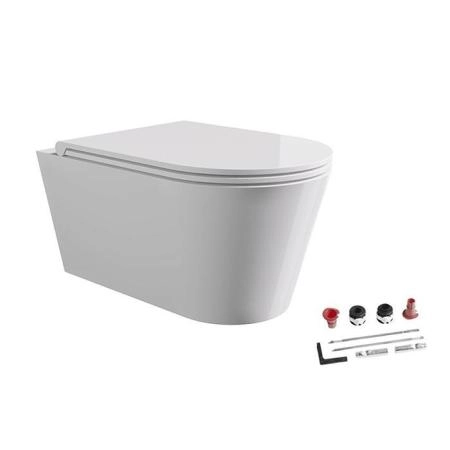 Alice Hide Round Унитаз 57х37см., подвесной, безободковый, с сиденьем и крышкой с микролифтом, с набором для крепления, цвет: белый глянцевый