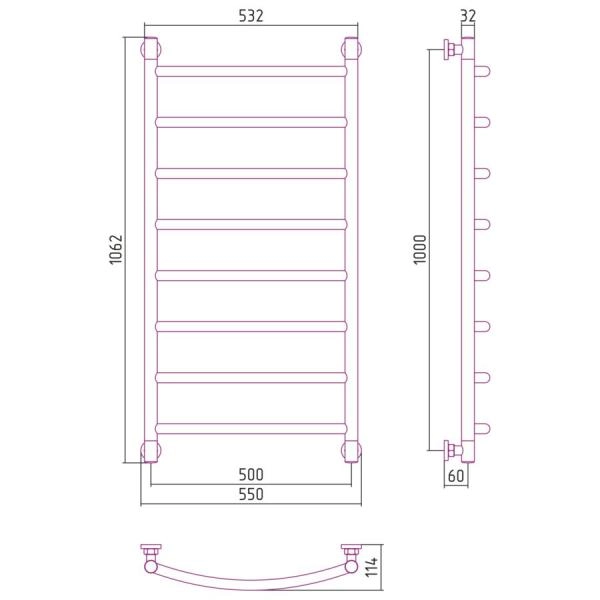 Полотенцесушитель Сунержа Галант+ 550x1062 водяной