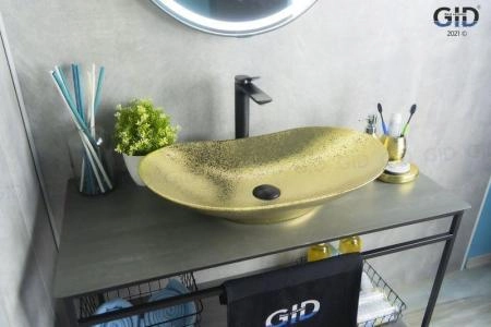 Раковина Gid Gd9811 61x37 на столешницу золото