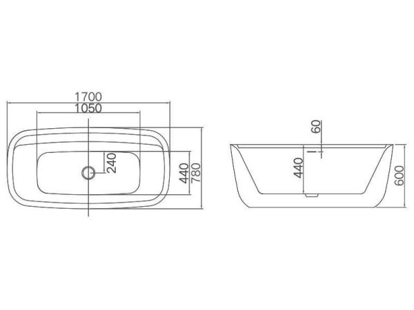Ванна Hatria Y8AH01 170x78 из акрила (слив-перелив в комплекте), белый глянец