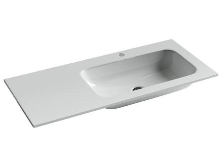 Раковина накладная Grace прямоугольная, 1010*457*137 мм, чаша справа, с отверстием под смеситель, цвет белый
