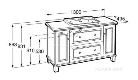 Тумба под раковину Roca Carmen 130 857136417 сатин серый
