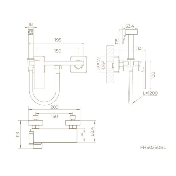 Гигиенический душ KNOTLOR MIST FHS02S0BL, со смесителем черный