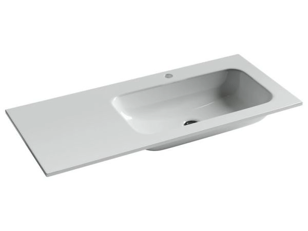 Раковина накладная Grace прямоугольная, 1010*457*137 мм, чаша справа, с отверстием под смеситель, цвет белый