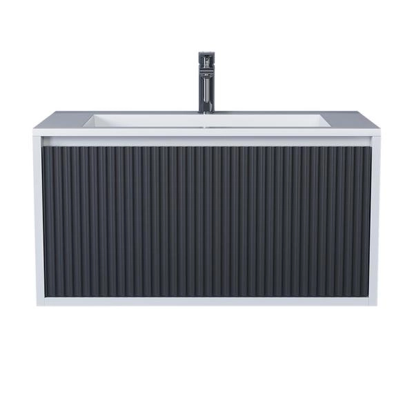 Тумба под раковину для ванной Uperwood Next Premium подвесная, 100 см, белая/графит, 1 ящик