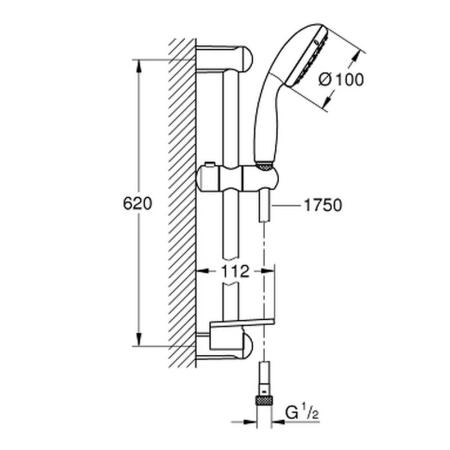 Душевой гарнитур Grohe New Tempesta 27926001 60 см, 2 режима, с полочкой