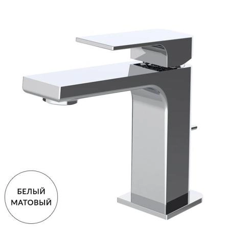 Carlo Frattini Fit Смеситель для раковины, на 1 отв, донный клапан, h110мм излив 110мм, цвет: белый матовый