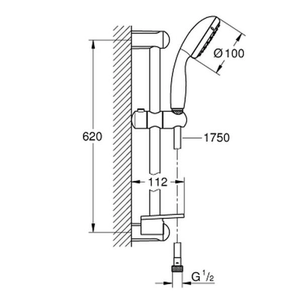Душевой гарнитур Grohe New Tempesta 27926001 60 см, 2 режима, с полочкой