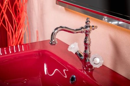 Тумба Boheme MONACO 80см h84см бордо глянец + хром под раковину моноблок 866-080-RCR