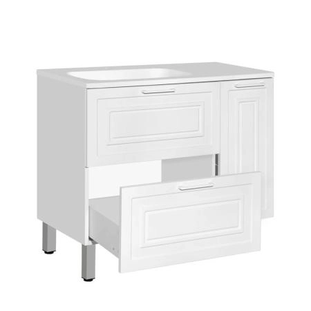 Тумба Style Line Elfante Альба (2 ящ./корзина) Барселона 90 Левая, Люкс, белый, PLUS универсальная