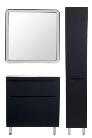 Тумба напольная Style Line Бергамо мини 80 (2 ящ.) Люкс антискрейтч черный, PLUS