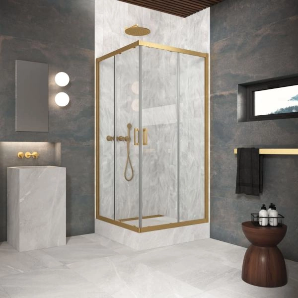 Душевой уголок Vegas-glass ZA Protec 70 03 01, профиль золото матовое, стекло прозрачное
