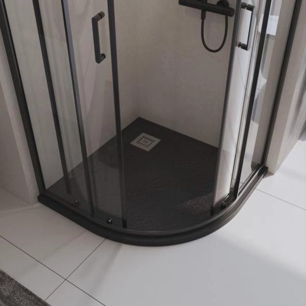 Душевой поддон BelBagno 90x90 искусственный камень чёрный матовый полукруг TRAY-MR-UNO-R-90-550-35-NERO-CR