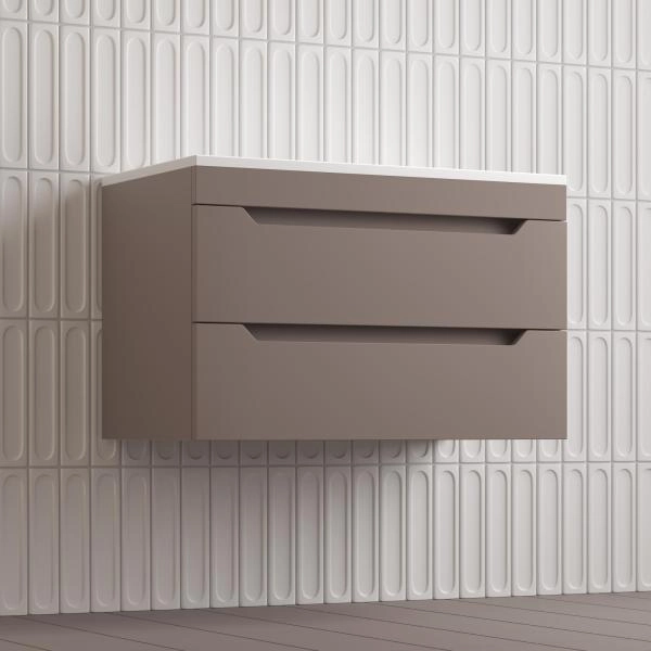 Тумба подвесная Style Line Остин под раковину Фортуна 80 2 ящ тауп темный эмаль PLUS