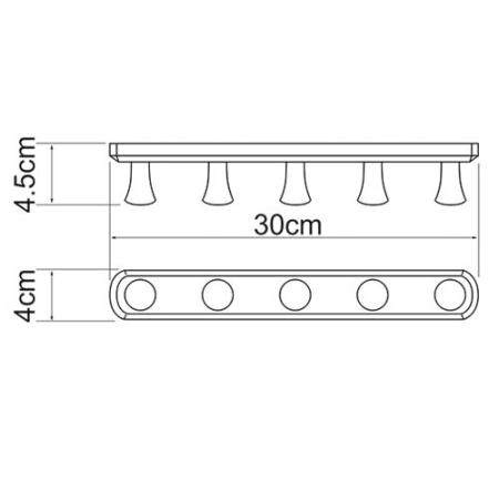 Крючок WasserKraft K-1075 5 крючков 30 см хром