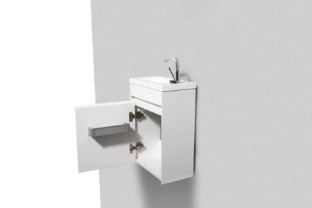 Тумба под раковину Belbagno PIETRA MINI Bianco Lucido Левостороннее подвесная PIETRA MINI-400-1A-SO-BL-L