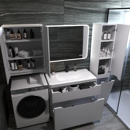 Тумба напольная Style Line Марелла 90 (2 ящ.) Люкс антискрейтч белый матовый, PLUS