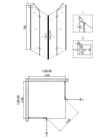 Душевой уголок Niagara Nova NG-6613-08 (90*90*190) квадрат, двери распашные