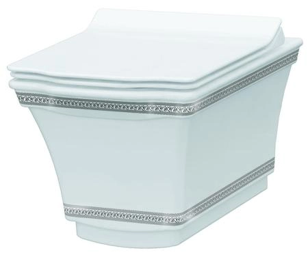 Подвесной унитаз Boheme с узором Hermitage CHROME 951-CR