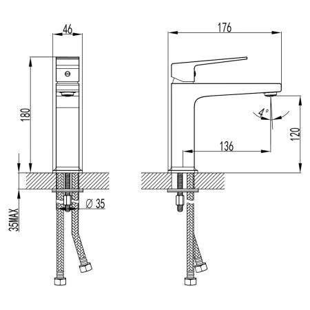 Смеситель для раковины Azario EDDIE без донного клапана, хром (AZ-VBH168207C)