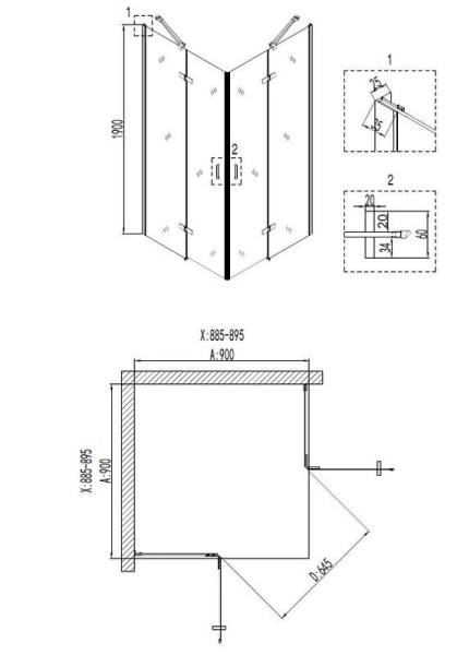 Душевой уголок Niagara Nova NG-6613-08 (90*90*190) квадрат, двери распашные