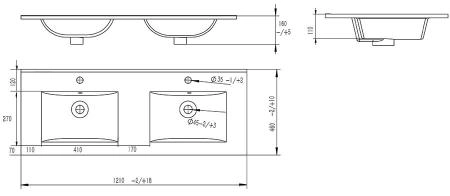 Раковина двойная SANVIT R9122D накладная 122 см