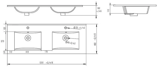 Раковина двойная SANVIT R9122D накладная 122 см