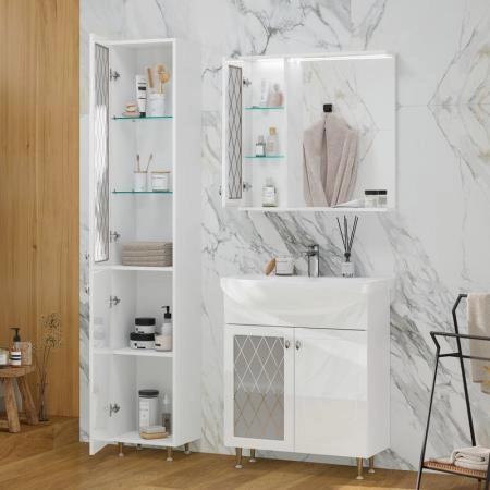 Тумба для ванной Volna Milena 70.2D белый глянец напольная (Балтика) раковина отдельно