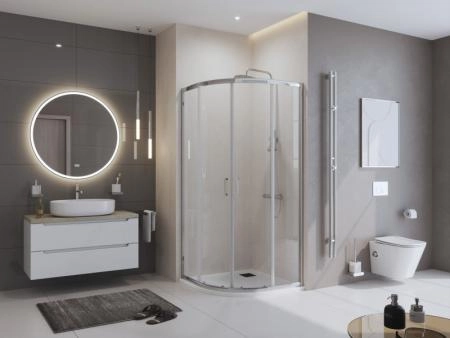 Душевой поддон BelBagno 90x90 искусственный камень чёрный матовый полукруг TRAY-MR-UNO-R-90-550-35-NERO-CR