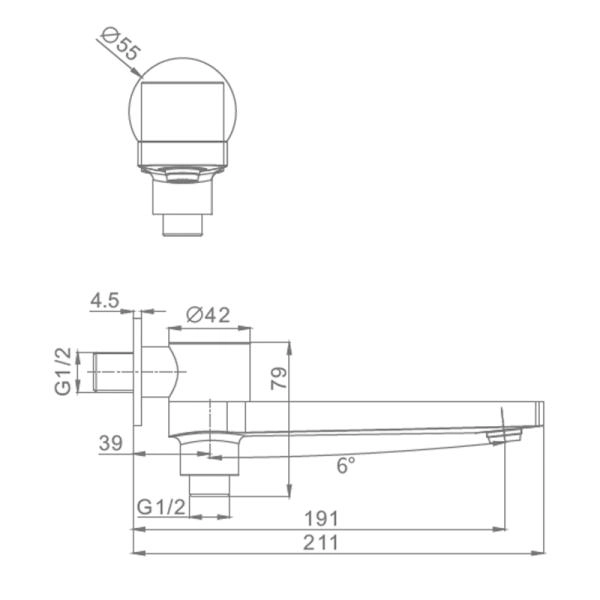 Излив RAGLO R473.75, с функцией переключения, хром