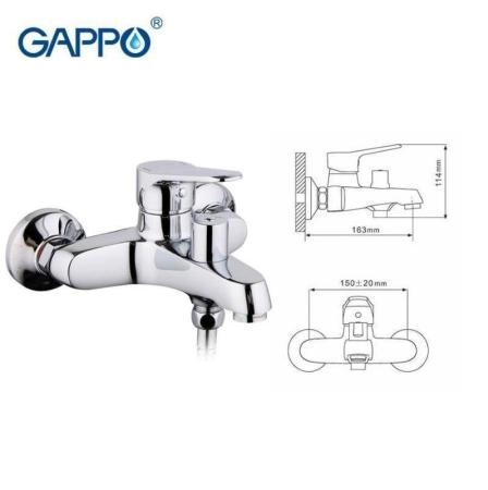 Смеситель Gappo G3236 для ванны длинный излив хром