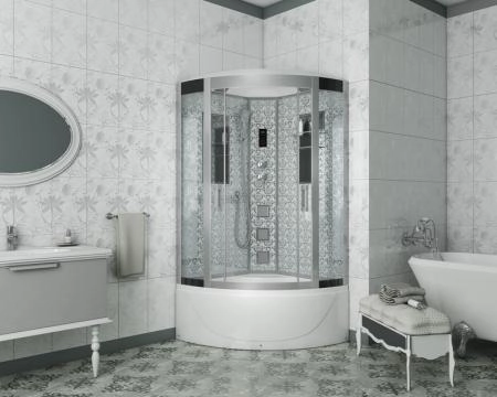 Душевая кабина Niagara Luxe NG-7710W (1000x1000х2150) высокий поддон стенки БЕЛЫЕ