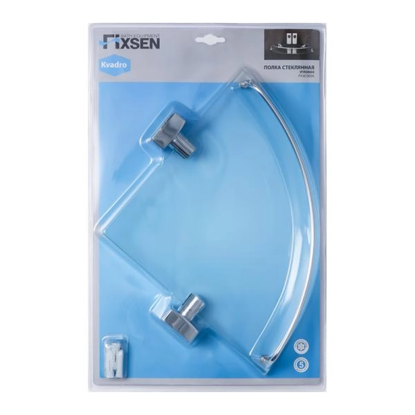 Полка FIXSEN KVADRO FX-61303A, стеклянная угловая хром