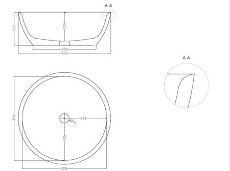 Раковина Salini ALDA 02 S-Sense глянцевая 42x43 1102110G накладная